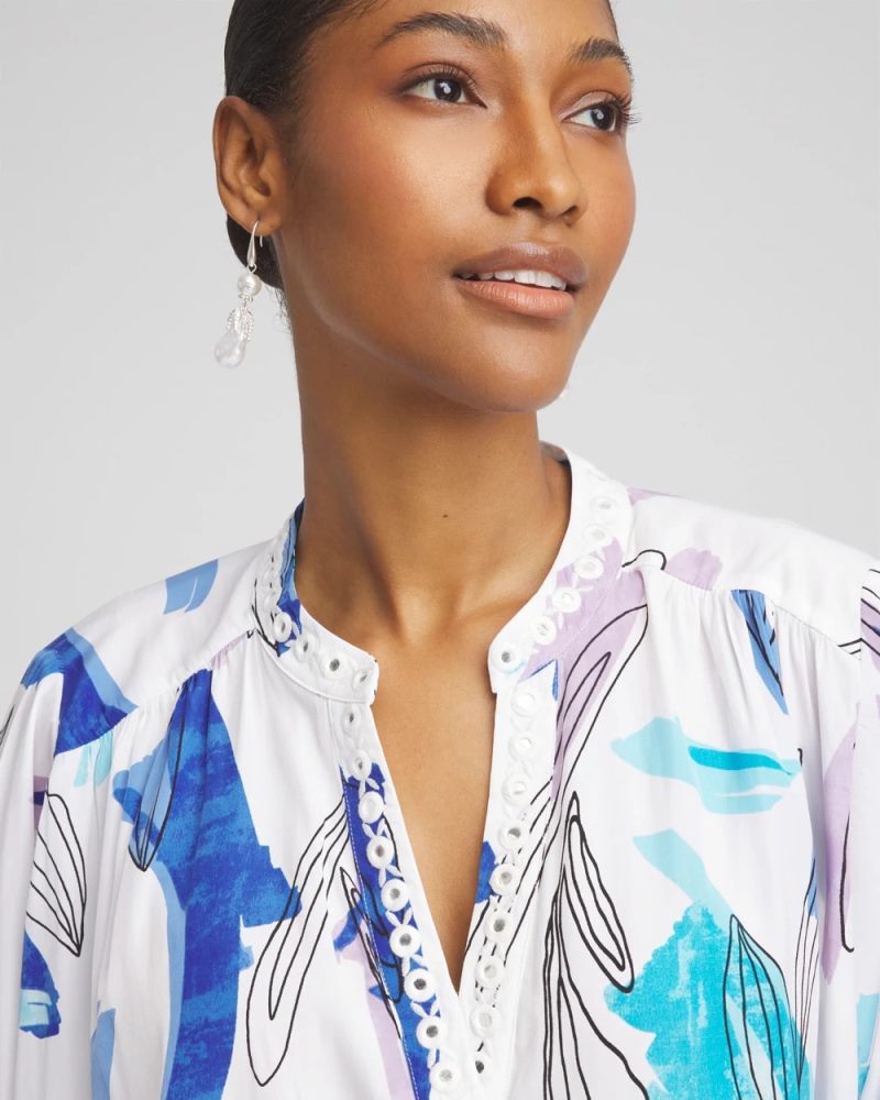 Chicos Batwing Sleeve Top - PARADISO BLUE
