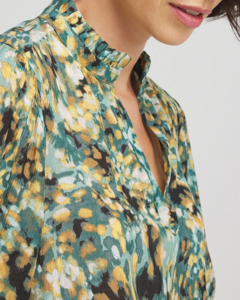 Chicos Crinkle Relaxed-Fit Blouse - DARKEST SPRUCE