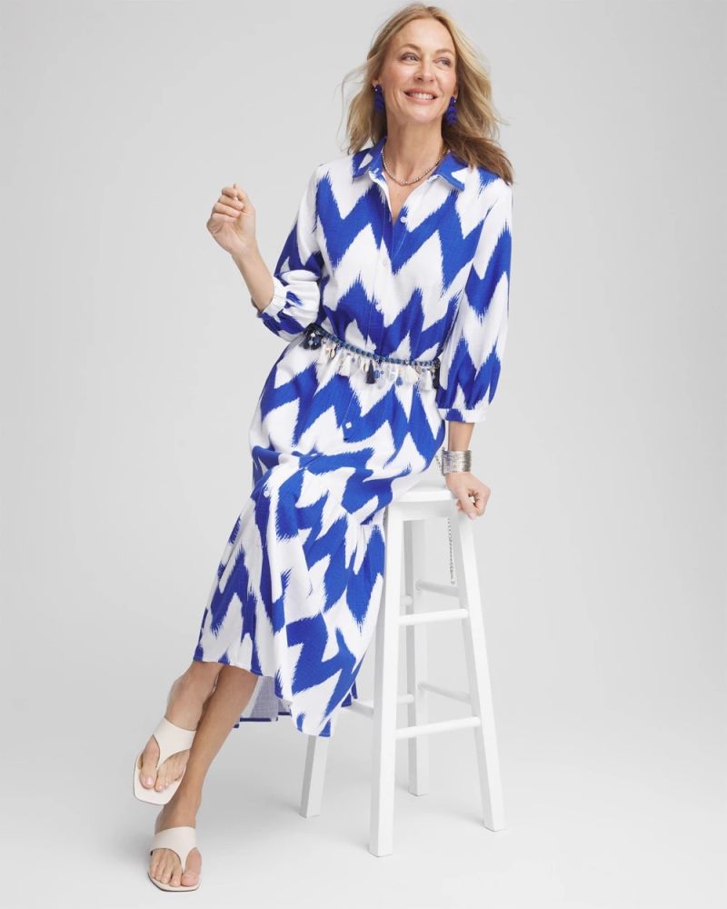 Chicos Chevron Striped Shirtdress - ALABASTER