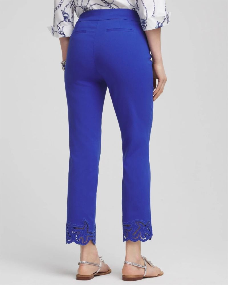 Chicos Brigitte™ Pull-On Cutwork Cropped Pants - RICH COBALT