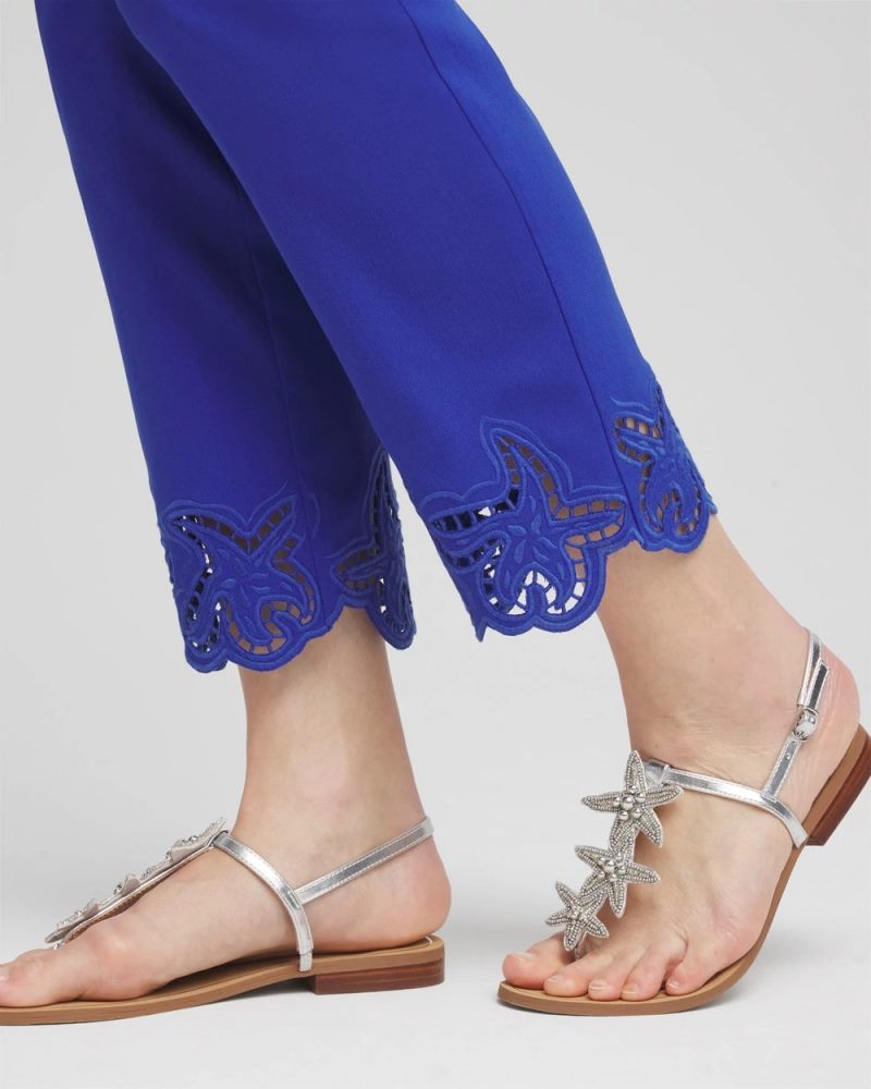 Chicos Brigitte™ Pull-On Cutwork Cropped Pants - RICH COBALT