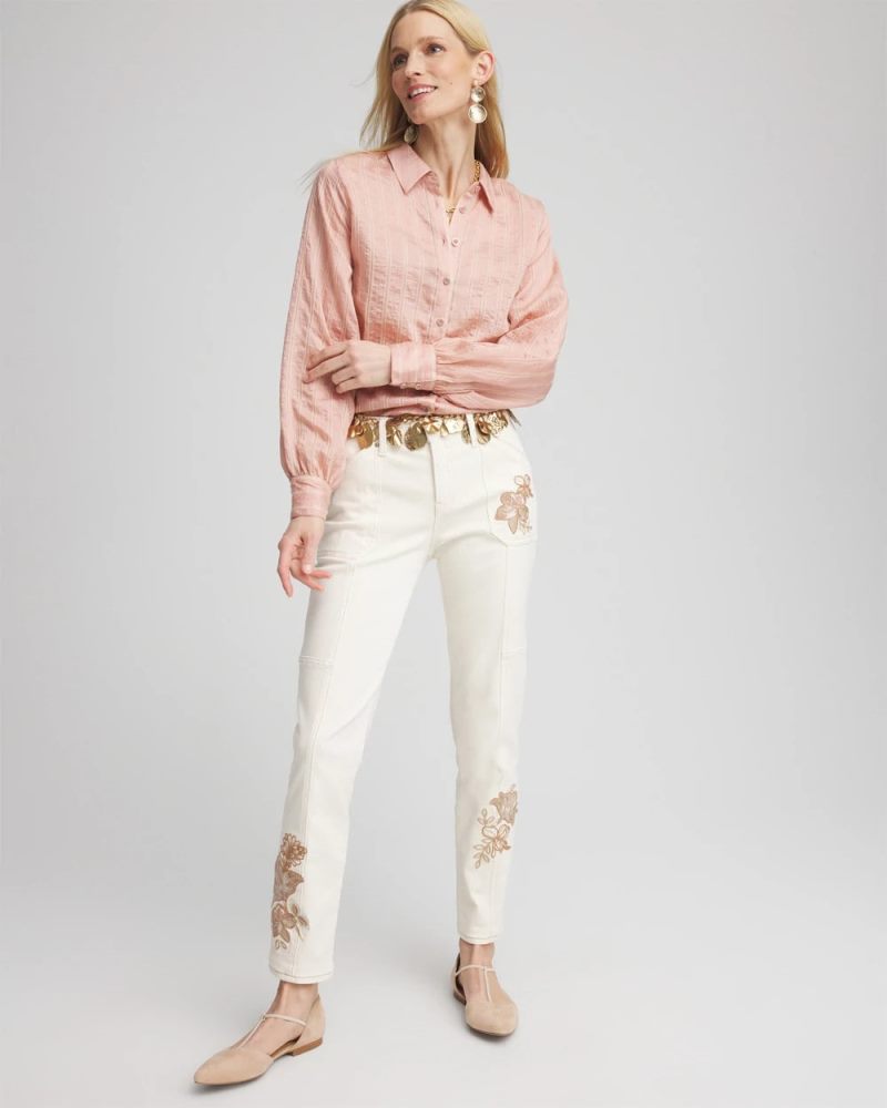 Chicos Classic Soft Button-front Blouse - FRENCH BLUSH