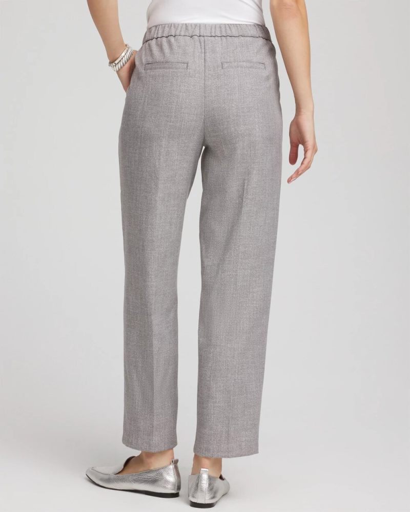 Chicos Shimmer Straight Tapered Ankle Pants - SILVER