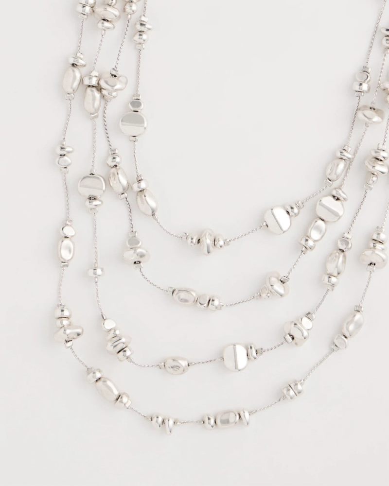 Chicos Silvertone Nugget Illusion Necklace - SILVER