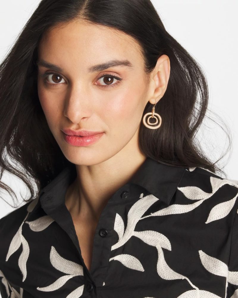 Chicos Gold Tone Drop Pendant Earrings - GOLD