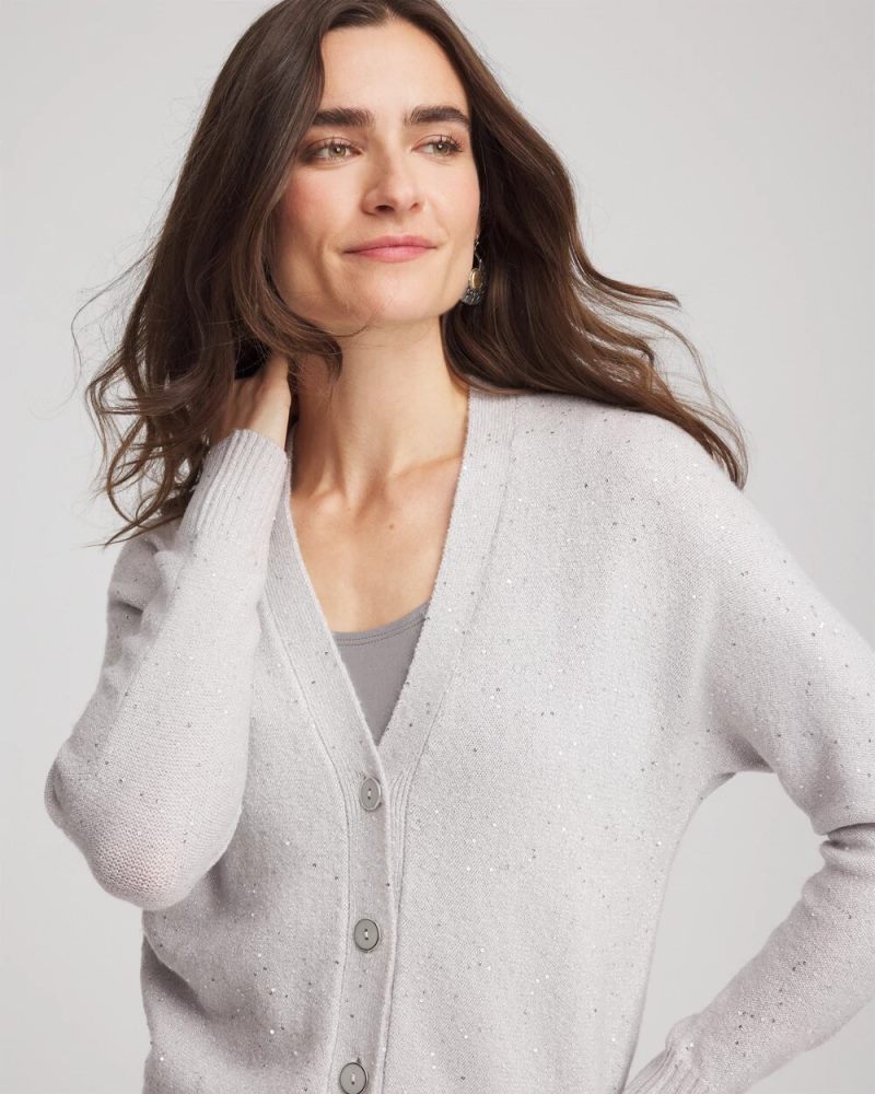 Chicos Shine Boyfriend Cardigan - DOVE GRAY