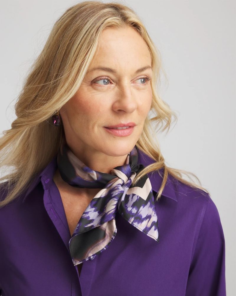 Chicos Fjord Flora Square Neckerchief Scarf - BLACK