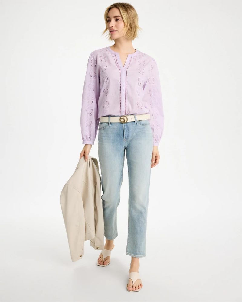 Chicos Embroidered Top - ORCHID MIST