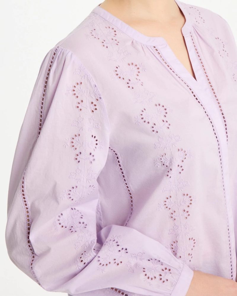 Chicos Embroidered Top - ORCHID MIST