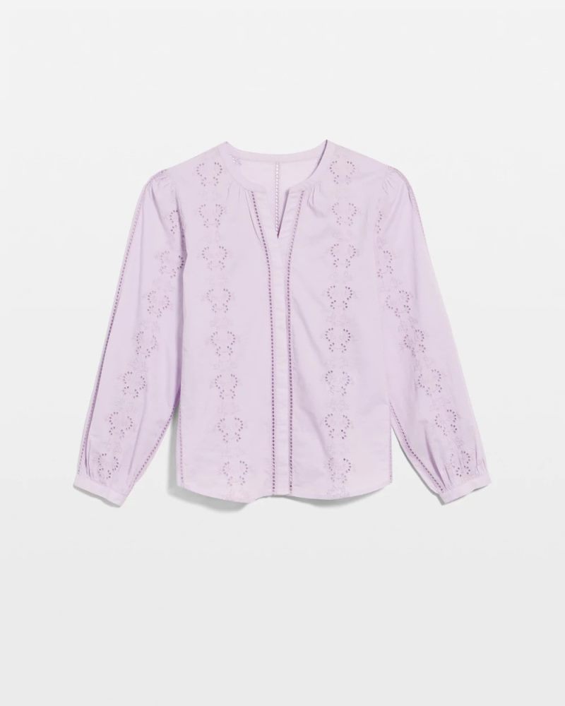 Chicos Embroidered Top - ORCHID MIST