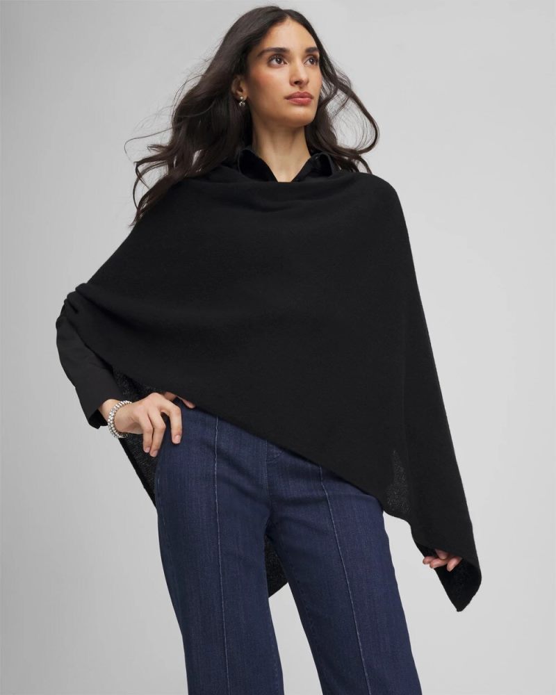 Chicos Cashmere Poncho - BLACK
