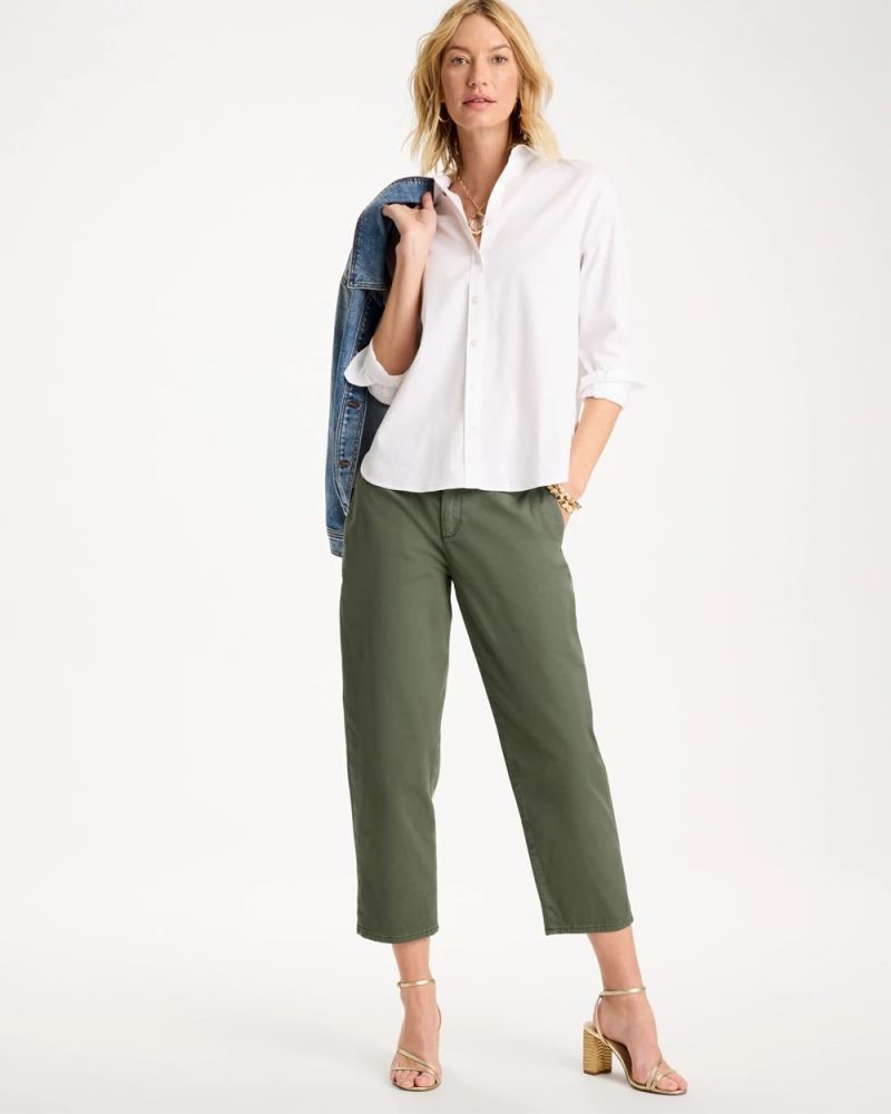 Chicos Relaxed Boyfriend Chino Crop Pants - KELP FOREST