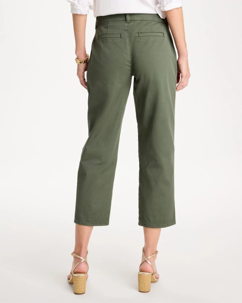 Chicos Relaxed Boyfriend Chino Crop Pants - KELP FOREST