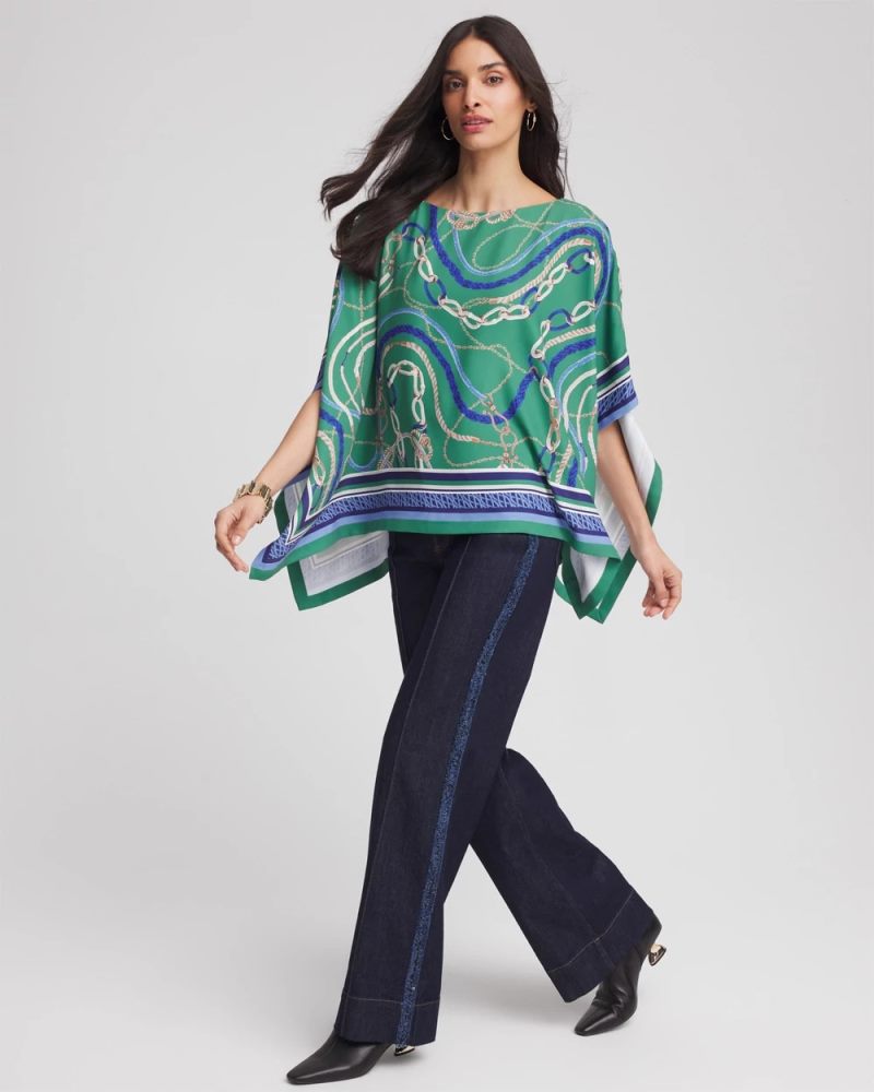 Chicos Rope Relic Poncho - JARDIN GREEN
