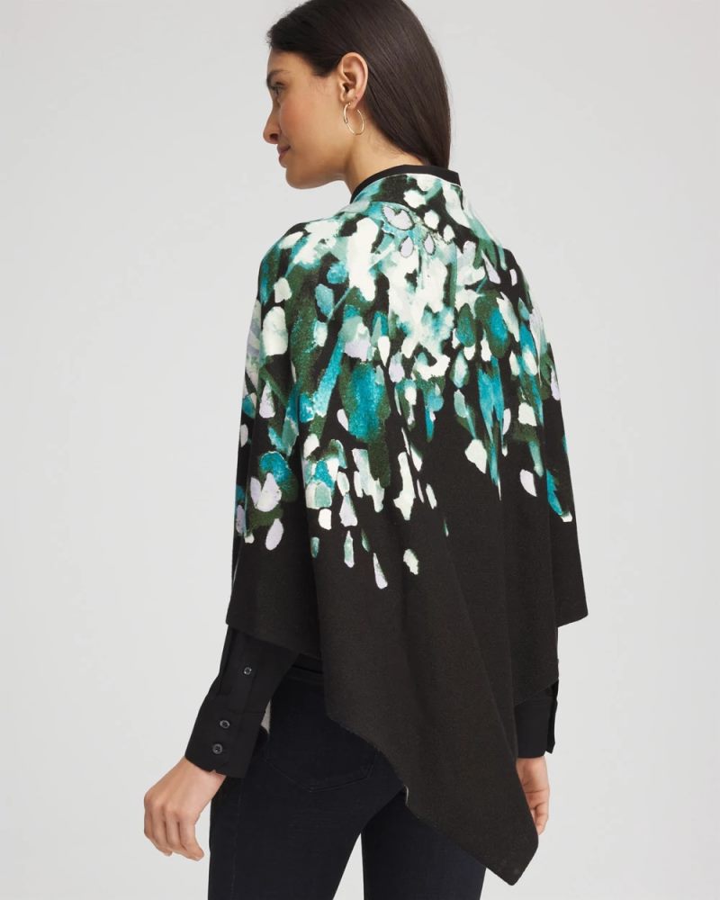 Chicos Convertible Knit Boatneck Poncho - DARK AQUA