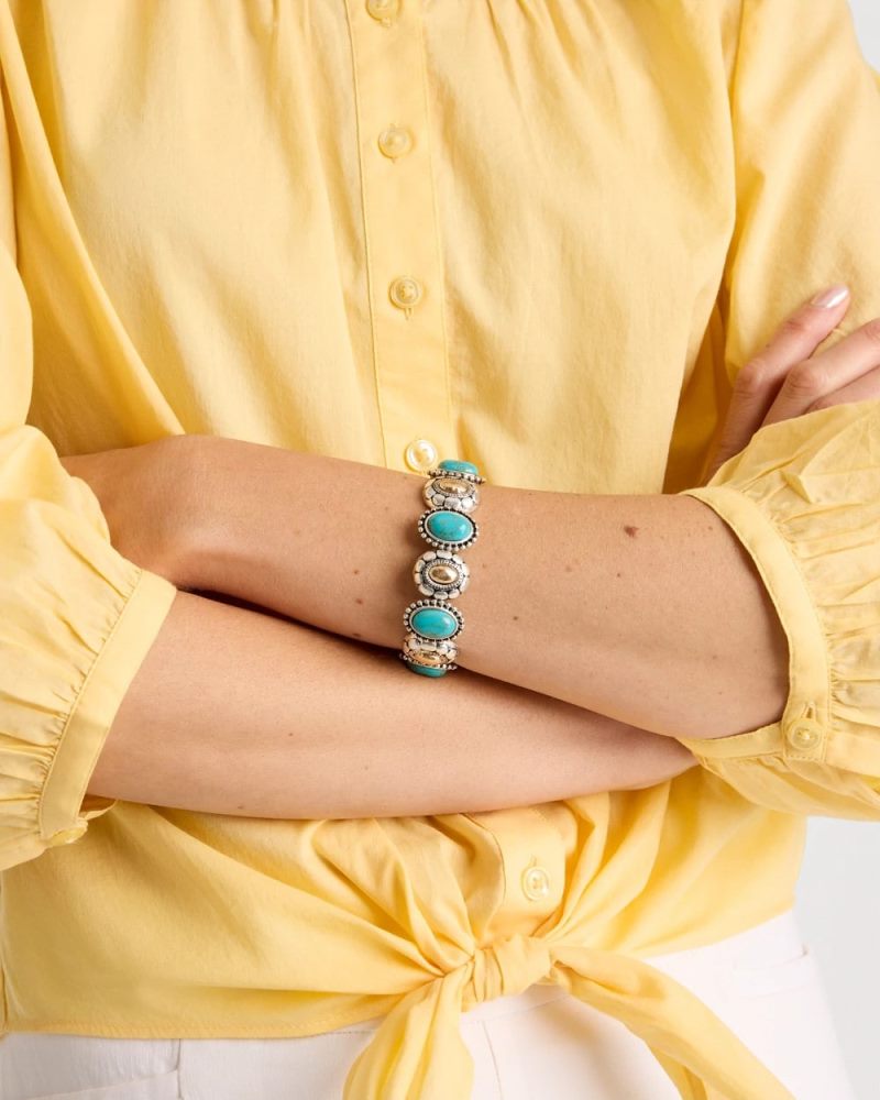 Chicos Turquoise Mixed Metal Stretch Bracelet - TURQUOISE