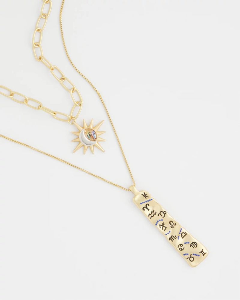 Chicos Convertible Zodiac Pendant Necklace - GOLD