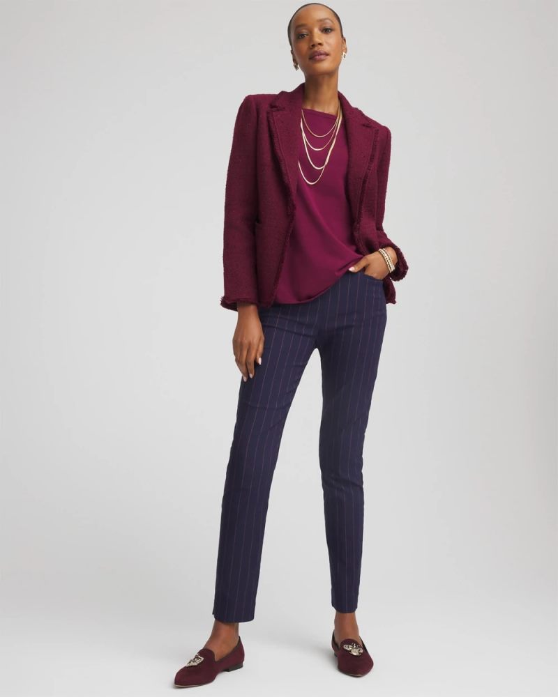 Chicos Pinstriped Brigitte™ Slim Pull-On Ankle Pants - PASSPORT BLUE