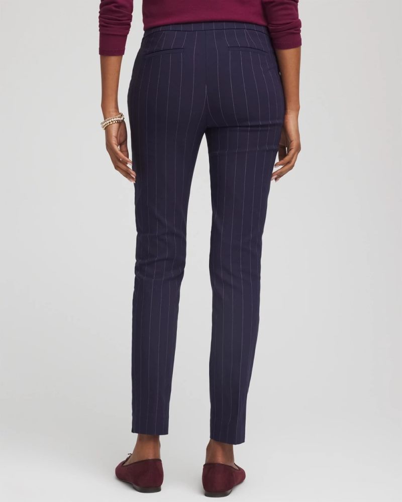 Chicos Pinstriped Brigitte™ Slim Pull-On Ankle Pants - PASSPORT BLUE