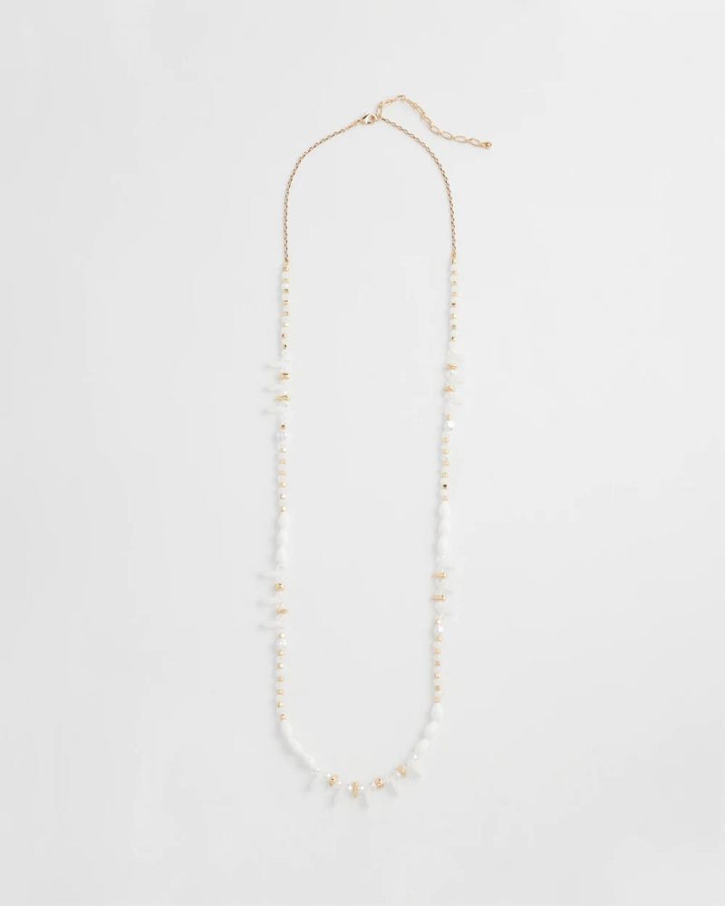 Chicos White Beaded Single Strand Necklace - WHITE