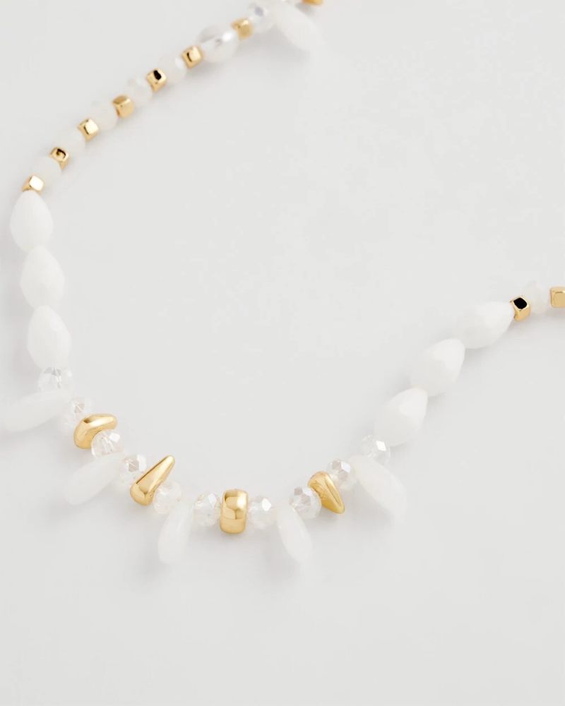 Chicos White Beaded Single Strand Necklace - WHITE