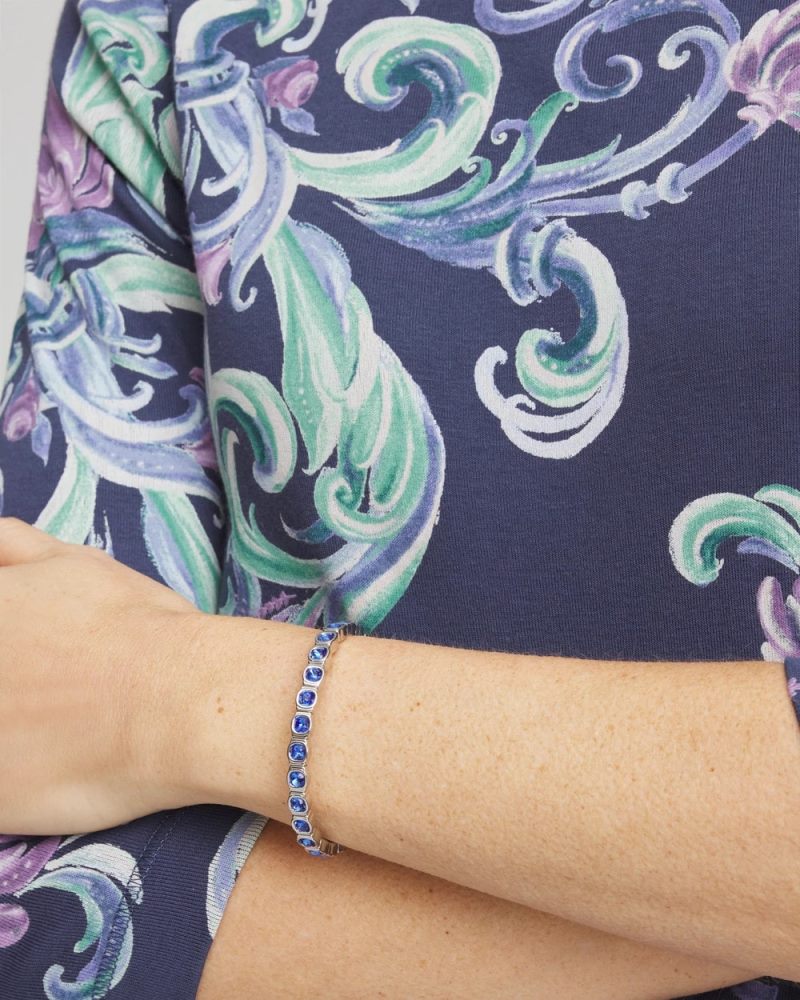 Chicos Small Faceted Stretch Bracelet - BLUE