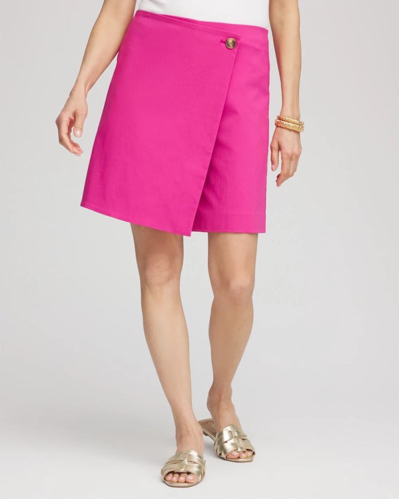 Chicos Brigitte™ Pull-On Asymmetrical Wrap Skort - CRUSHED BERRIES