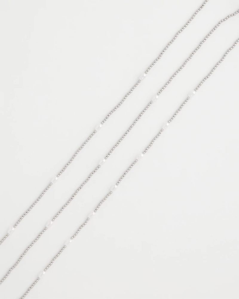 Chicos Pearlescent Bead Ball Short Necklace - SILVER