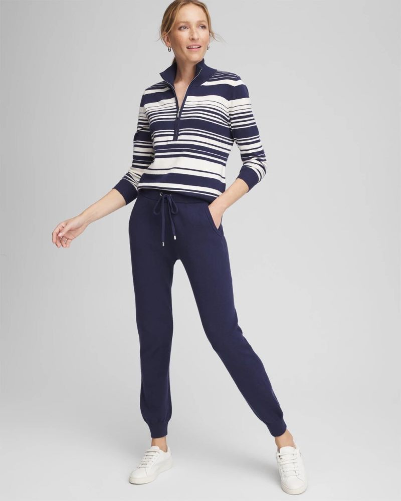 Chicos Zenergy® Luxe Cashmere-Blend Half Zip Top - PASSPORT BLUE