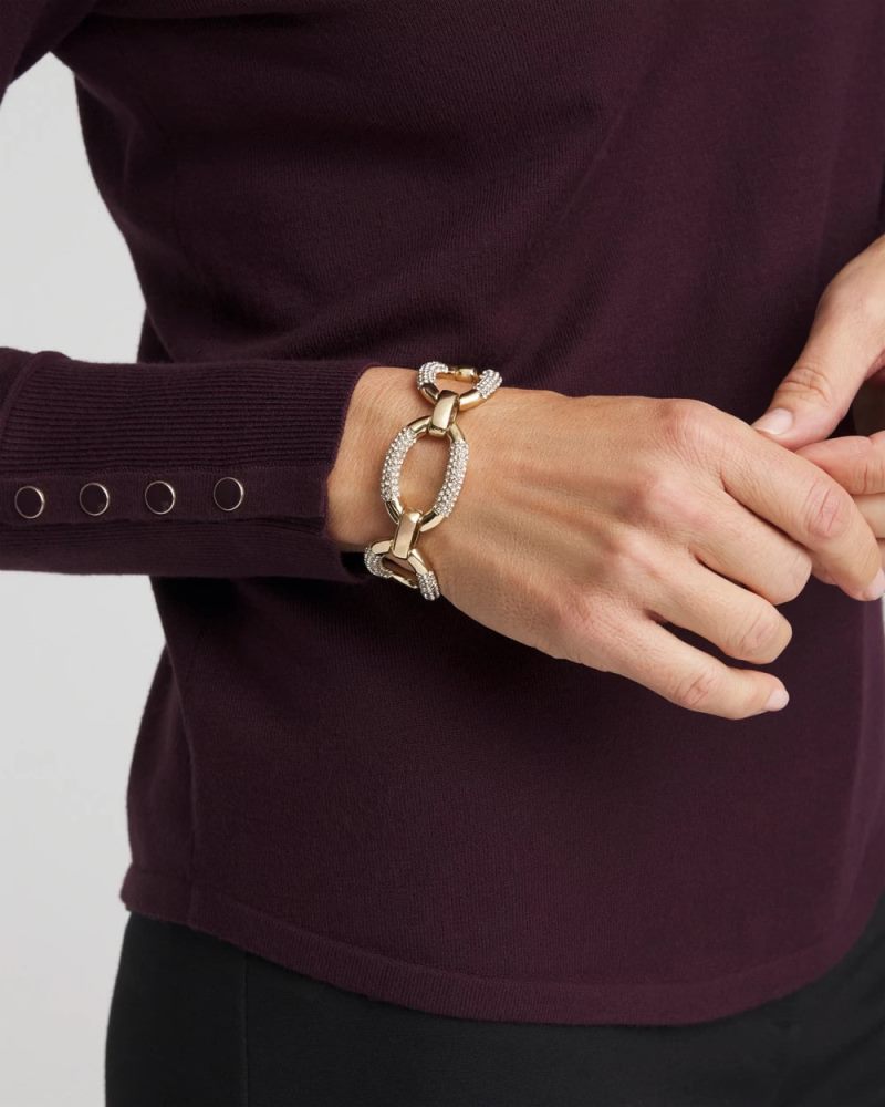 Chicos Large Pave Link Toggle Bracelet - GOLD