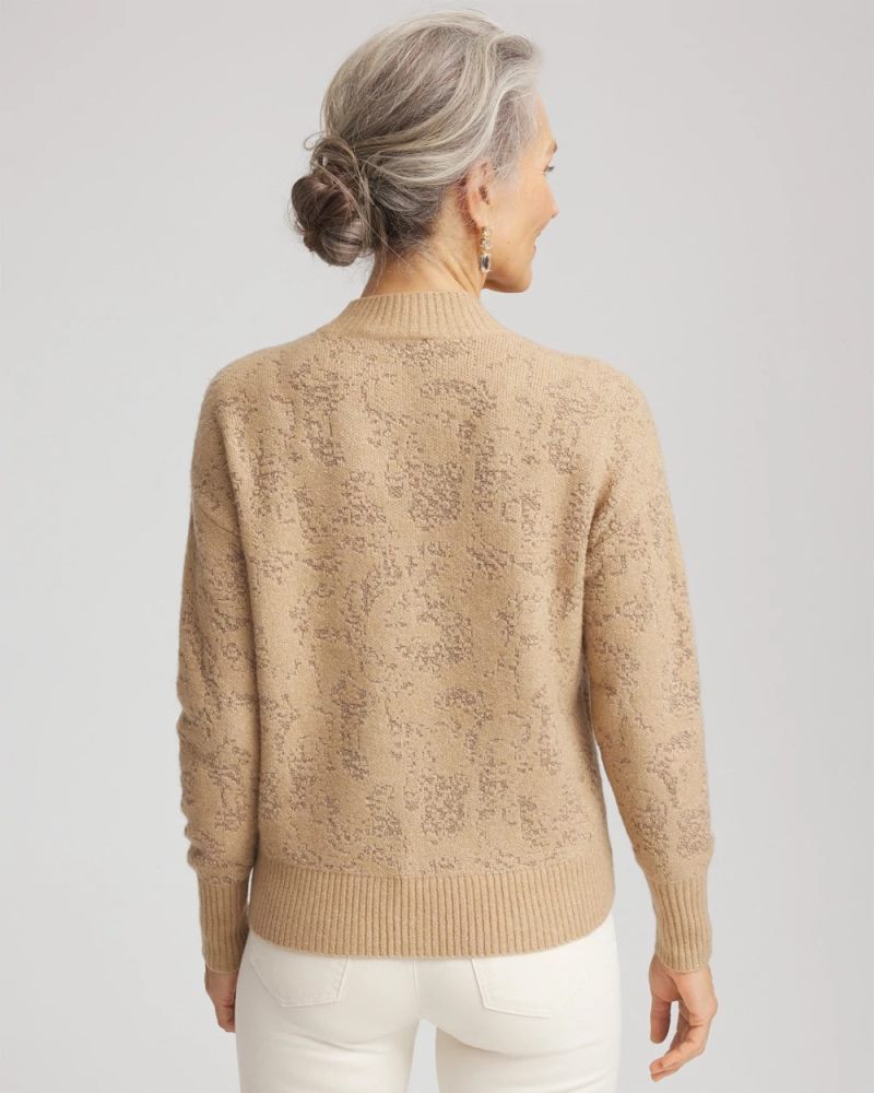 Chicos Jacquard Mockneck Pullover - CHAMPAGNE FIZZ