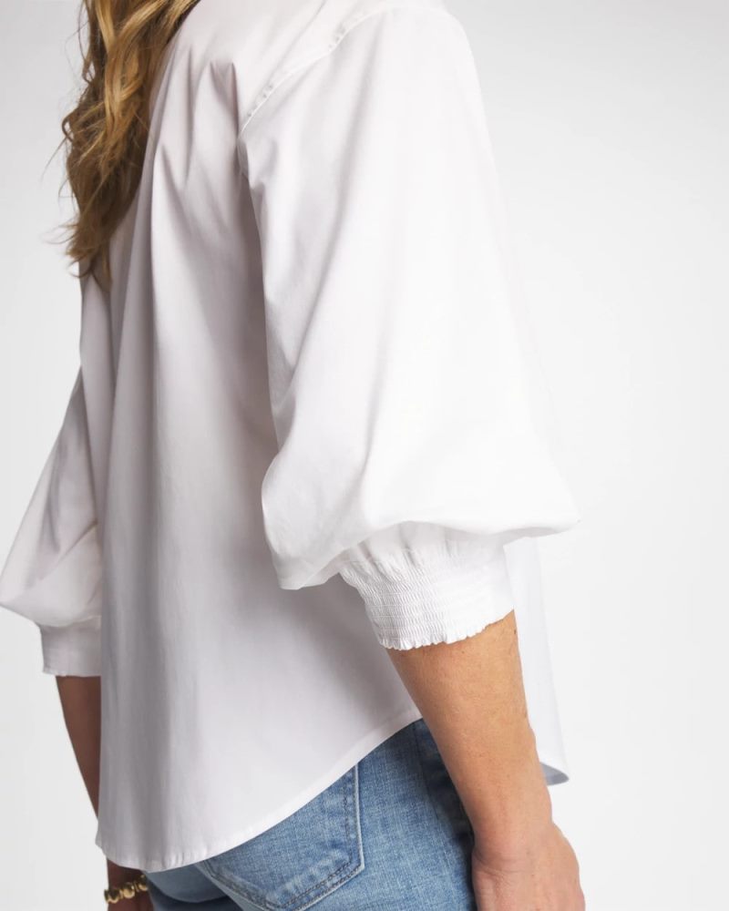 Chicos Poplin Billow Sleeve Blouse - ALABASTER