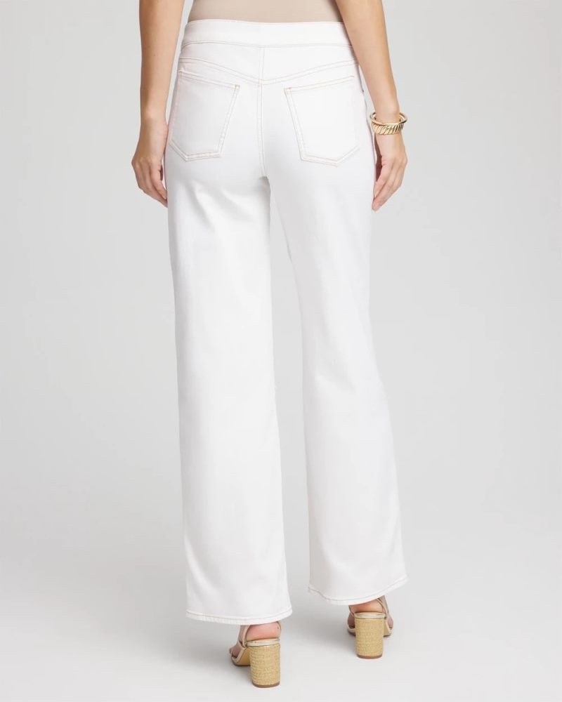 Chicos Seeded Pull-On Wide-Leg Jeans - NATURAL SEEDED