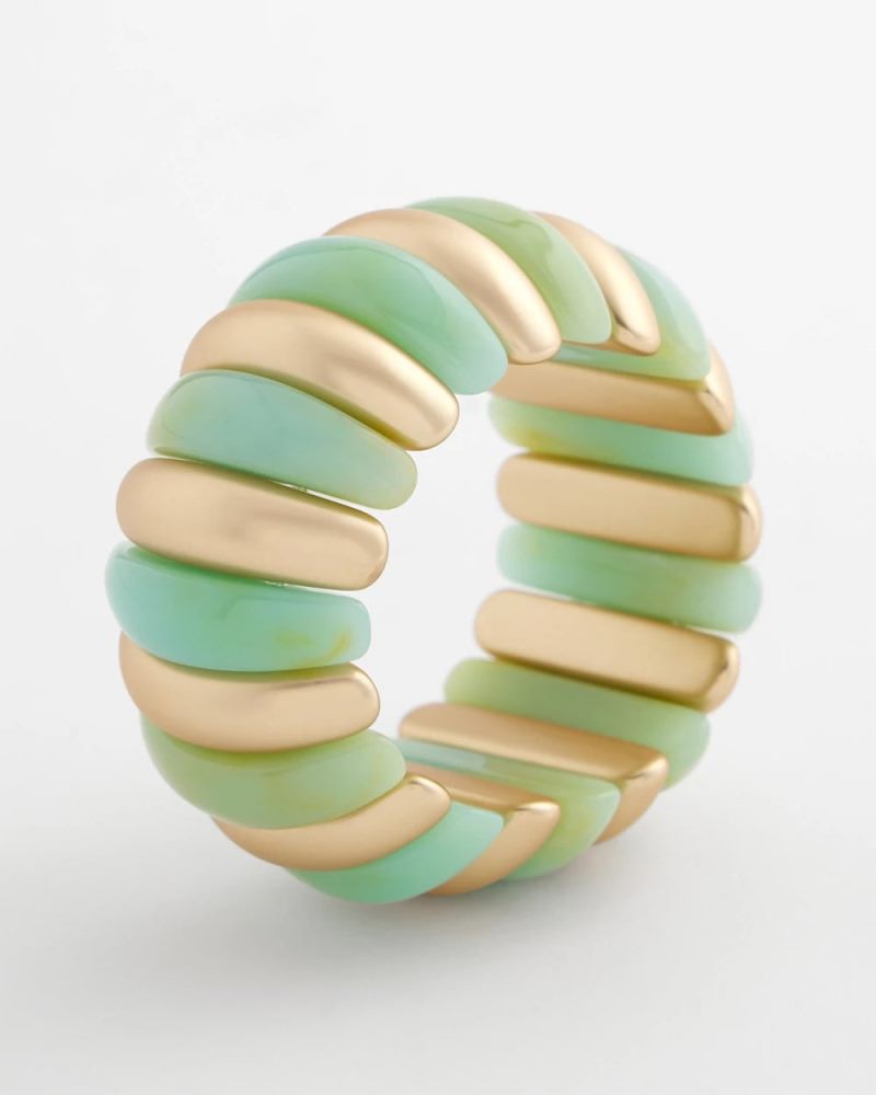 Chicos Aqua and Gold Stretch Bracelet - AQUA