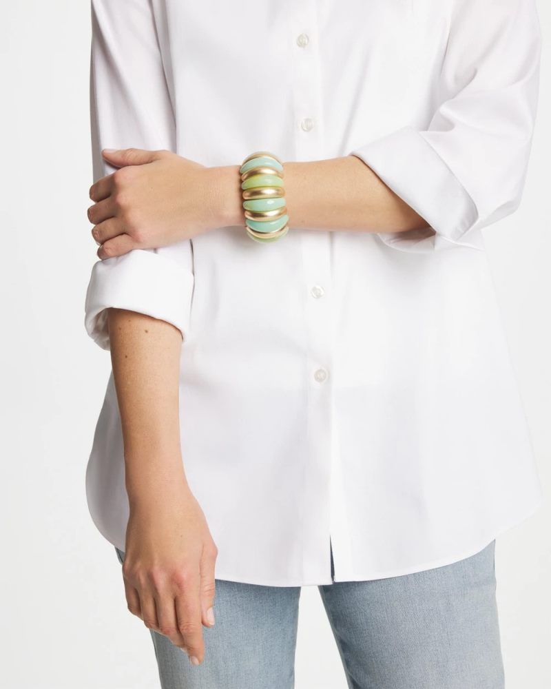 Chicos Aqua and Gold Stretch Bracelet - AQUA