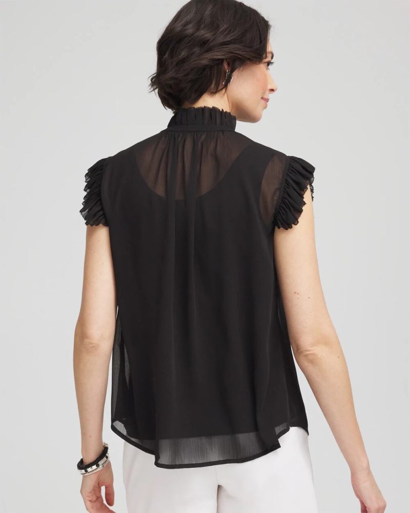 Chicos Ruffle Collar Blouse - BLACK