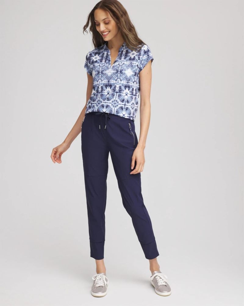 Chicos Zenergy® UPF Printed Polo Top - CANYON BLUE