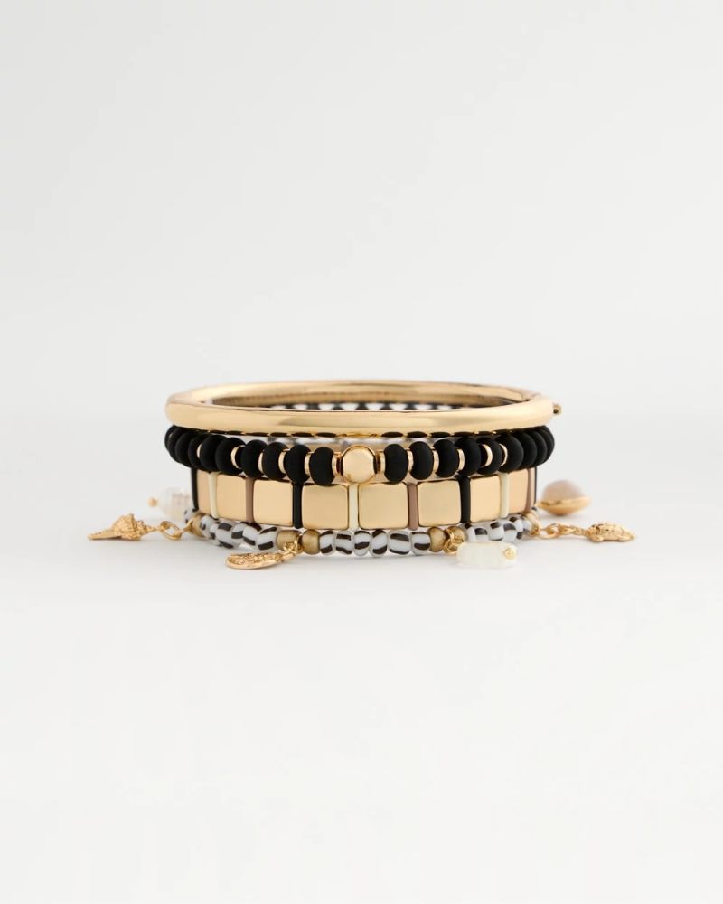 Chicos Black Round Stretch Bracelet - BLACK