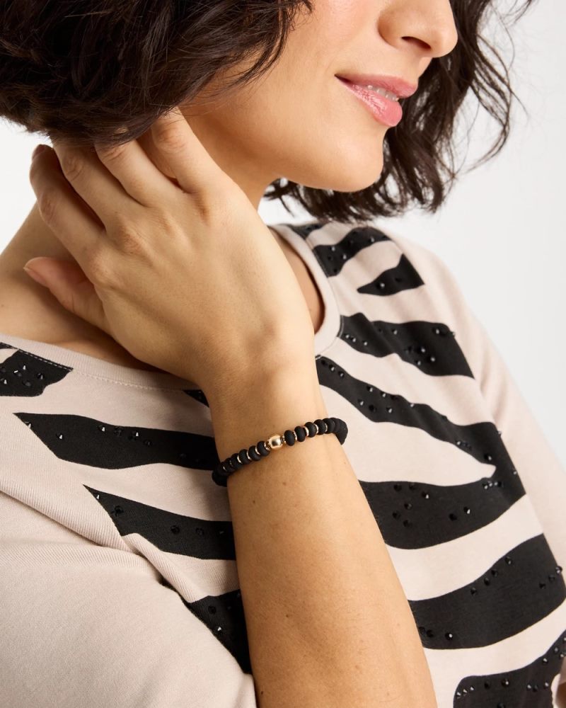 Chicos Black Round Stretch Bracelet - BLACK