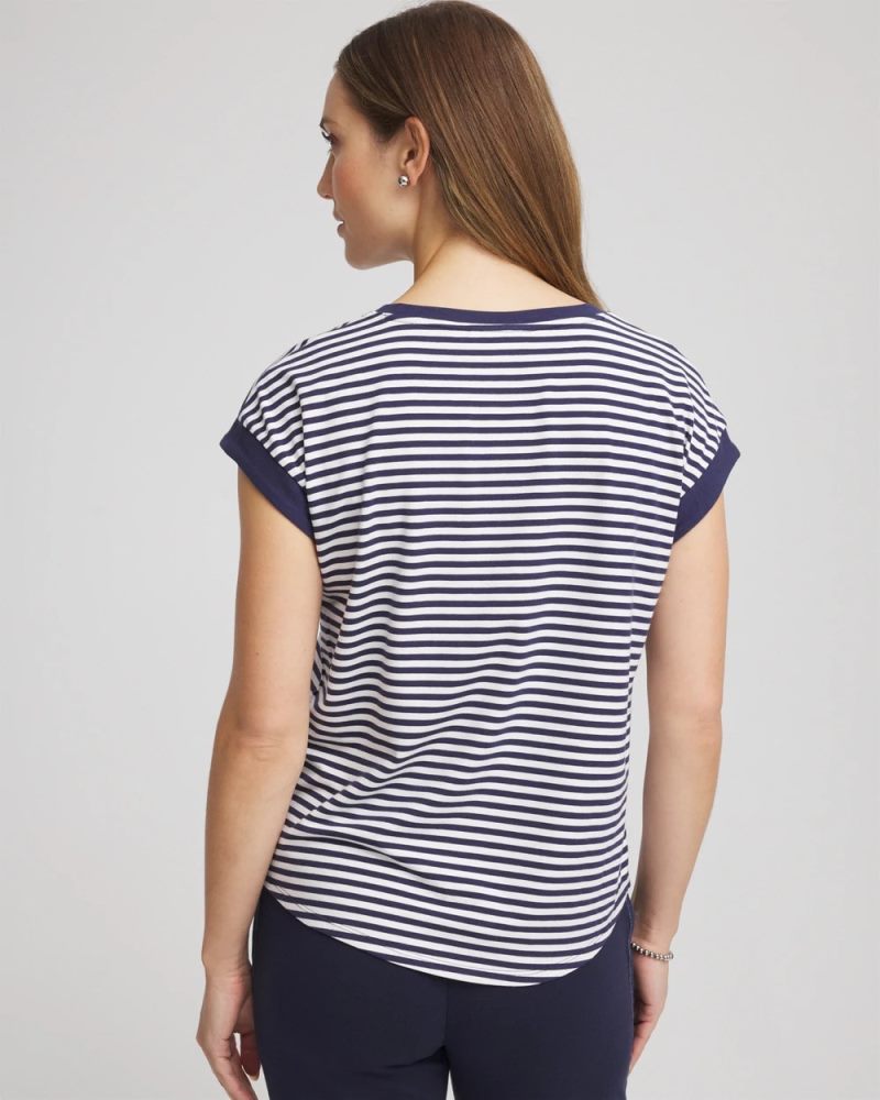 Chicos Zenergy® UPF Striped Tee - PASSPORT BLUE