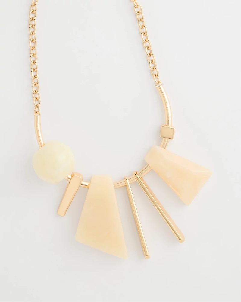 Chicos Faux Horn Geo Bib Necklace - NEUTRAL