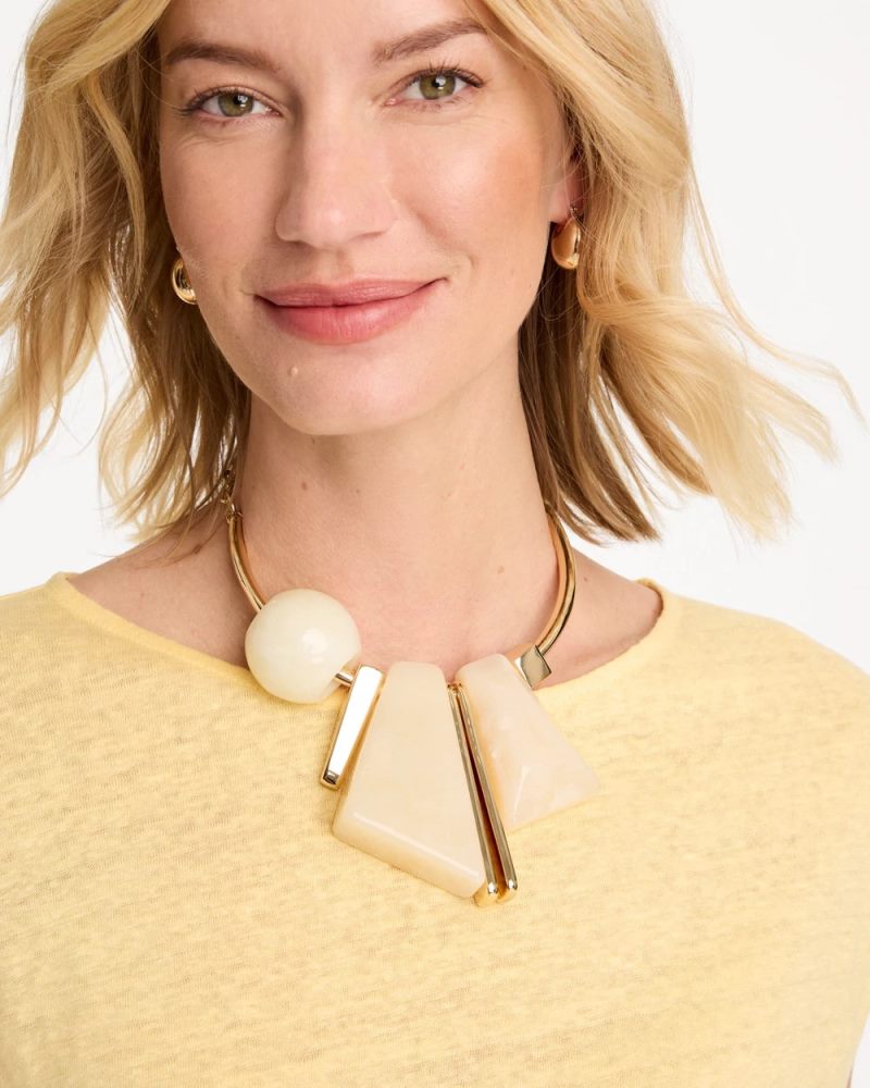 Chicos Faux Horn Geo Bib Necklace - NEUTRAL