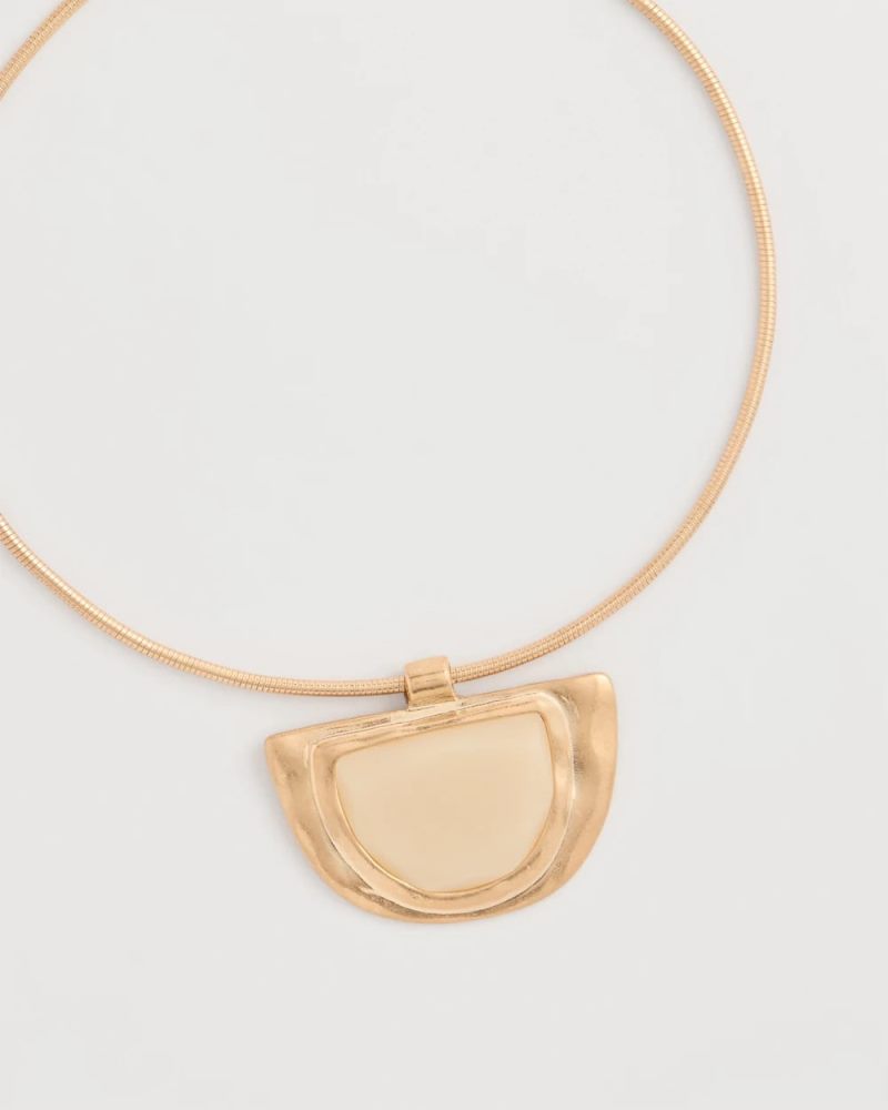 Chicos White Enamel Collar Necklace - GOLD