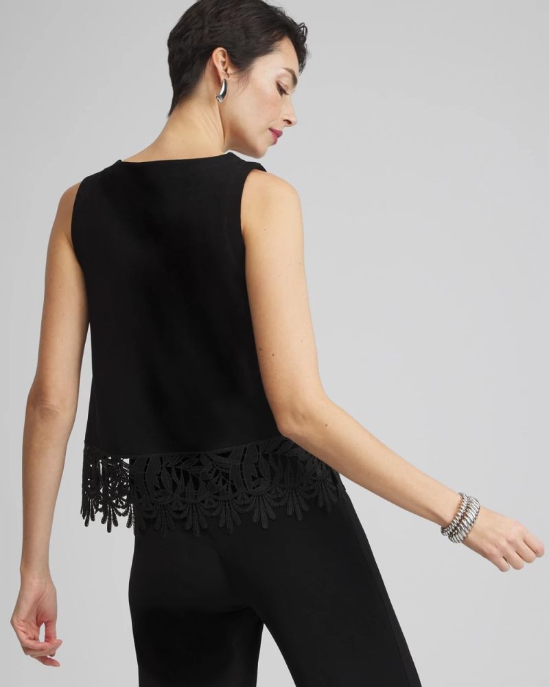 Chicos Travelers™ Lace Trim Top - TRAVELERS BLACK