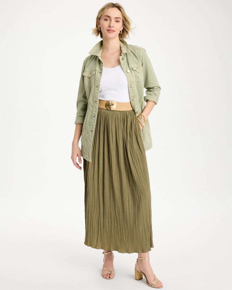 Chicos Sea Island Pull-On Maxi Skirt - LICHEN