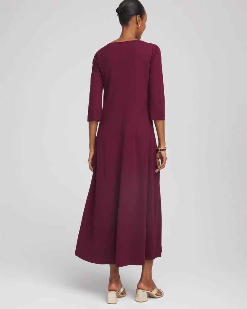 Chicos Seamed Crepe Maxi Dress - DEEP CHIANTI
