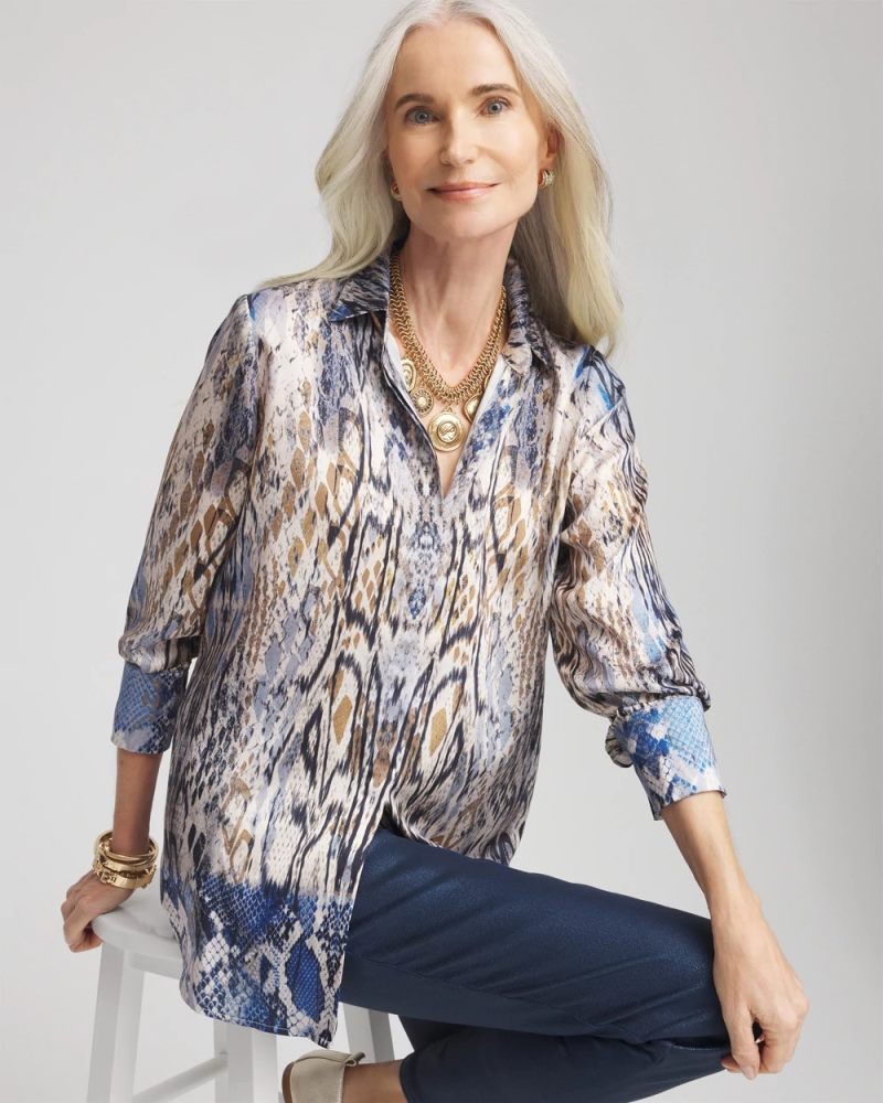 Chicos Ombre Snake Print Tunic - BLUE MUSE