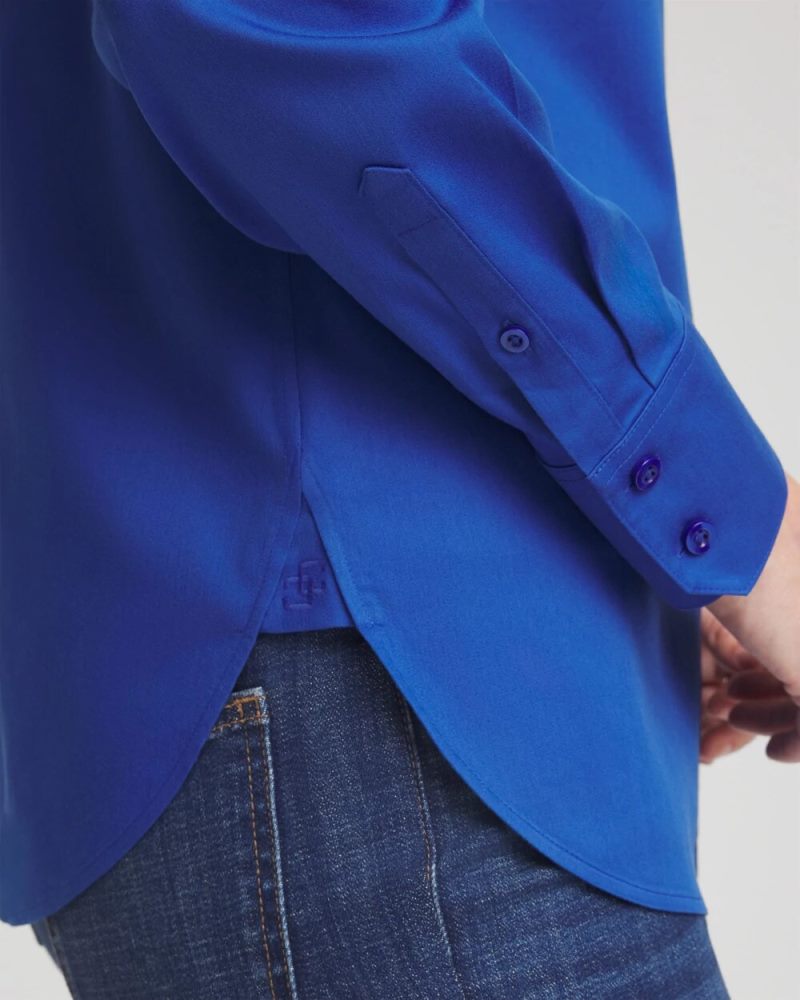 Chicos No Iron Stretch-Sateen Shirt - COBALT STONE