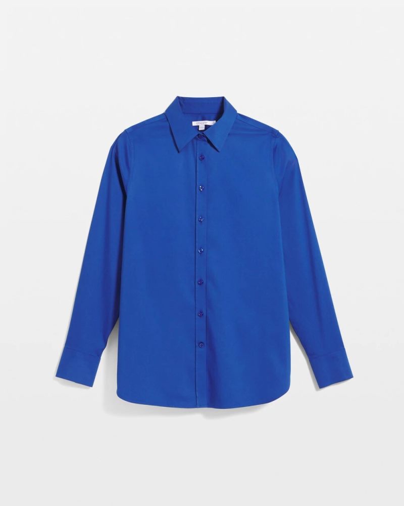 Chicos No Iron Stretch-Sateen Shirt - COBALT STONE