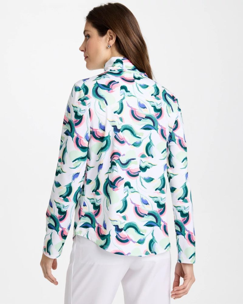 Chicos Zenergy® UPF Blooms Mock Zip Polo - BLOSSOM
